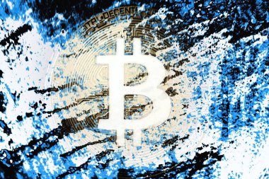 Soyut arka planda Bitcoin. Bitcoin. Kripto para birimi arkaplan kavramı.