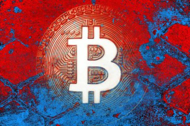 Soyut arka planda Bitcoin. Bitcoin. Kripto para birimi arkaplan kavramı.