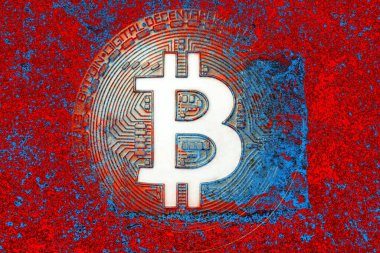 Soyut arka planda Bitcoin. Bitcoin. Kripto para birimi arkaplan kavramı.