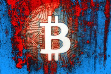 Soyut arka planda Bitcoin. Bitcoin. Kripto para birimi arkaplan kavramı.