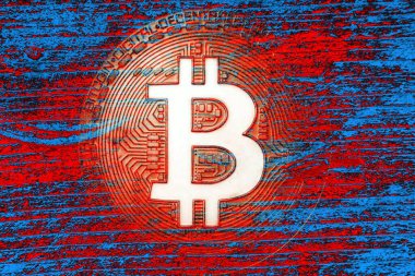 Soyut arka planda Bitcoin. Bitcoin. Kripto para birimi arkaplan kavramı.