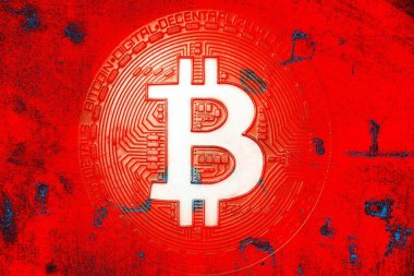 Soyut arka planda Bitcoin. Bitcoin. Kripto para birimi arkaplan kavramı.