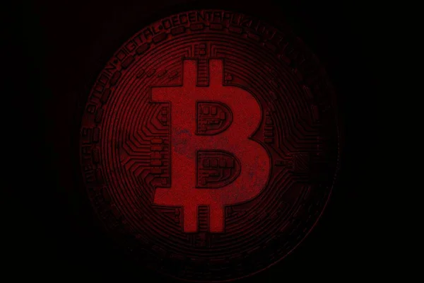 Bitcoin Auf Abstraktem Hintergrund Bitcoin Hintergrundkonzept Kryptowährung — Stockfoto