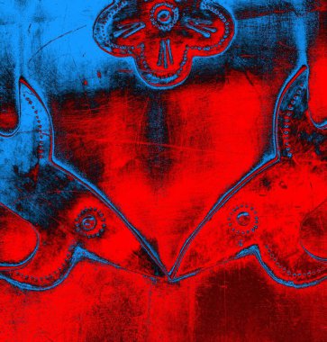 Soyut grungy desenli mavi ve kırmızı arkaplan