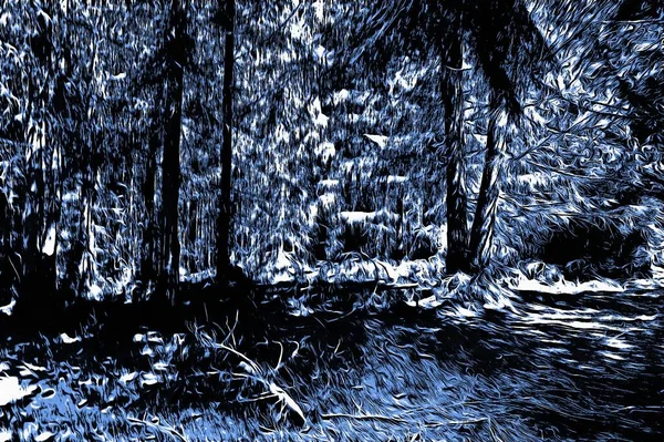 Frozen Forest Winter Oil Paint Effect — Stock Photo, Image
