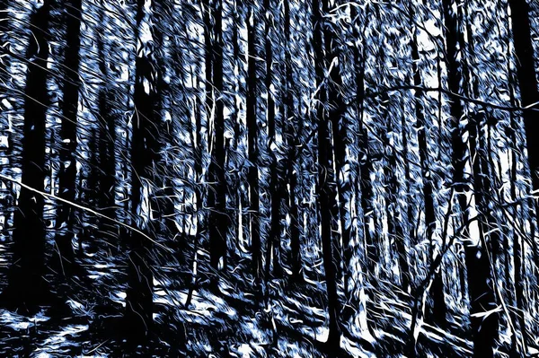 Foresta Congelata Inverno Con Effetto Pittura Olio — Foto Stock