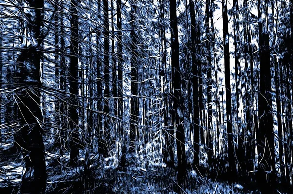 Forêt Gelée Hiver Avec Effet Peinture Huile — Photo