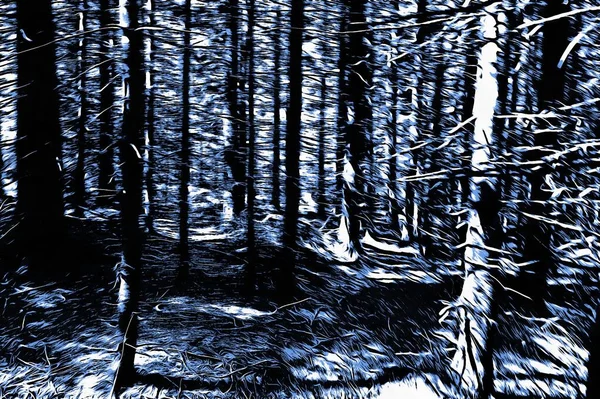 Замерзший Лес Зимой Эффектом Масляной Краски — стоковое фото