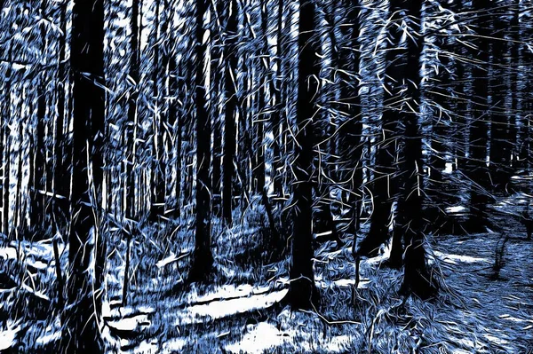 Bosque Congelado Invierno Con Efecto Pintura Óleo —  Fotos de Stock