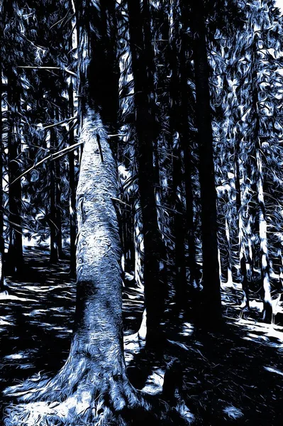 Bosque Congelado Invierno Con Efecto Pintura Óleo — Foto de Stock