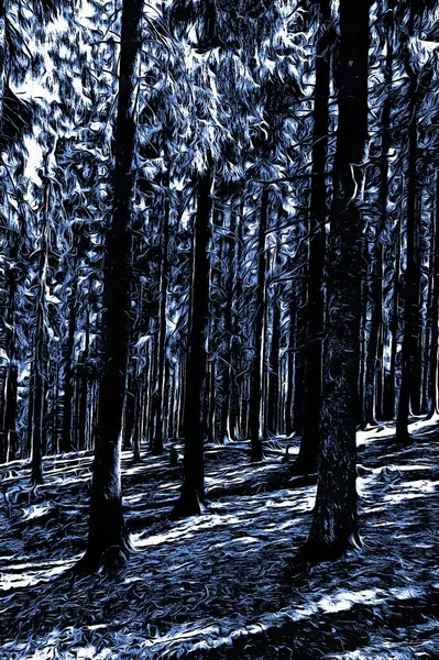 Forêt Gelée Hiver Avec Effet Peinture Huile — Photo