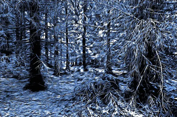 Bosque Congelado Invierno Con Efecto Pintura Óleo —  Fotos de Stock