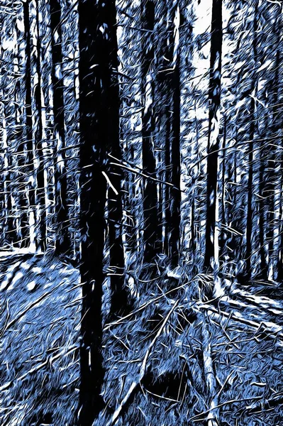 Forêt Gelée Hiver Avec Effet Peinture Huile — Photo