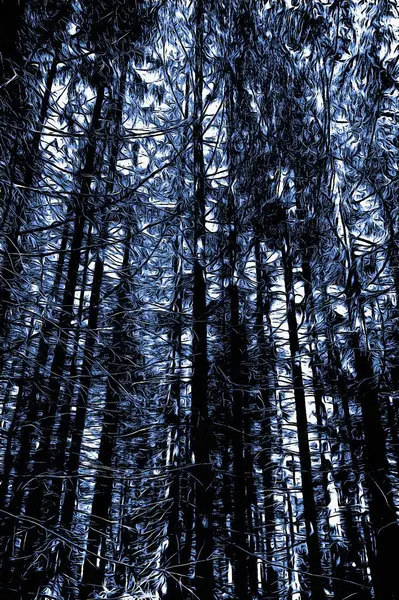 Bosque Congelado Invierno Con Efecto Pintura Óleo — Foto de Stock