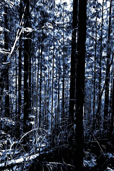 Bosque Congelado Invierno Con Efecto Pintura Óleo — Foto de Stock