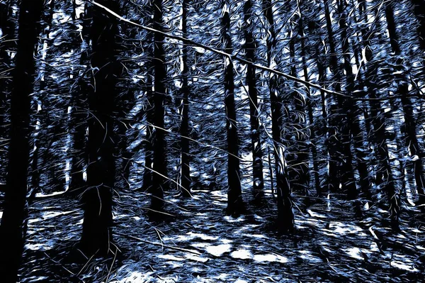 Frozen Forest Winter Oil Paint Effect — Stock Photo, Image