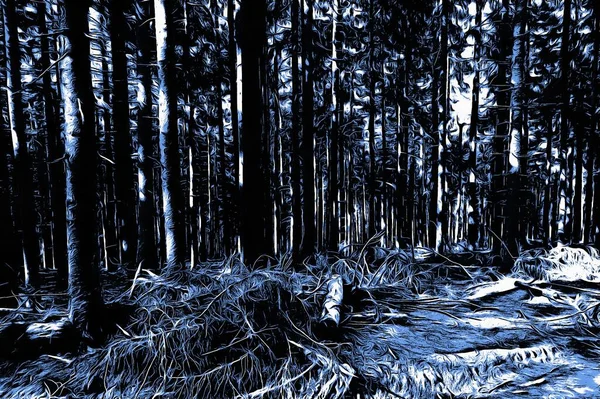 Bosque Congelado Invierno Con Efecto Pintura Óleo — Foto de Stock