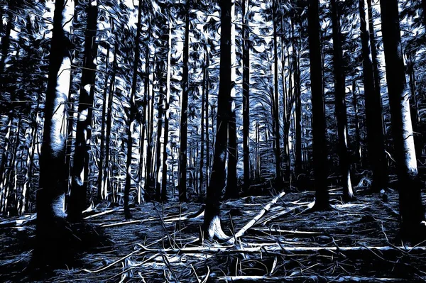 Forêt Gelée Hiver Avec Effet Peinture Huile — Photo