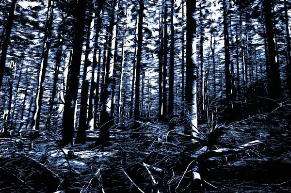 冬の凍った森に油絵具の効果で — ストック写真