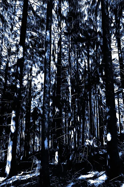 Παγωμένο Δάσος Χειμώνα Αποτέλεσμα Ελαιογραφία — Φωτογραφία Αρχείου