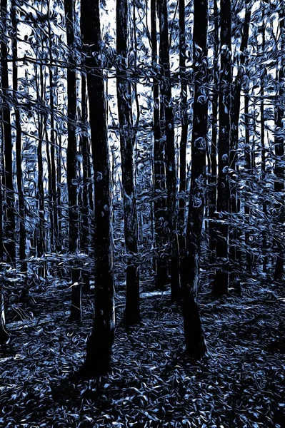 Mrożony Las Zimą Efektem Farby Olejnej — Zdjęcie stockowe