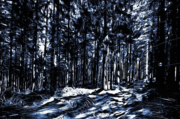 Frozen Forest Winter Oil Paint Effect — Stock Photo, Image