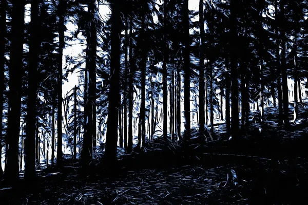 Заморожений Ліс Взимку Ефектом Олійної Фарби — стокове фото
