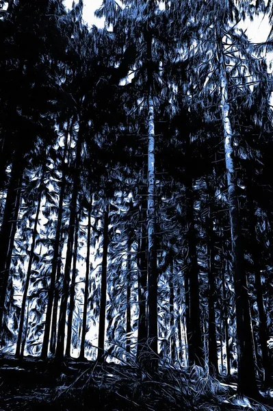 Замерзший Лес Зимой Эффектом Масляной Краски — стоковое фото
