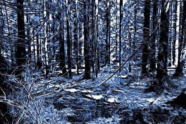 Forêt Gelée Hiver Avec Effet Peinture Huile — Photo