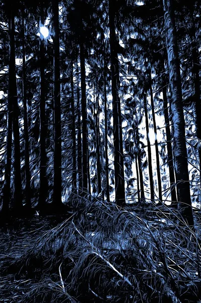 Frozen Forest Winter Oil Paint Effect — Stock Photo, Image