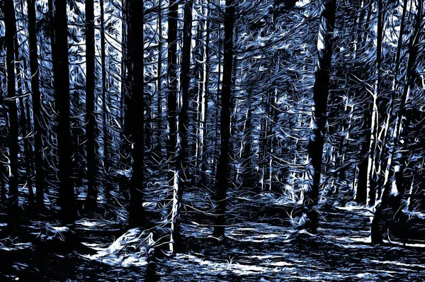 Frozen Forest Winter Oil Paint Effect — Stock Photo, Image