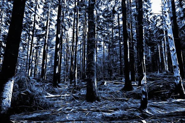 Bosque Congelado Invierno Con Efecto Pintura Óleo — Foto de Stock