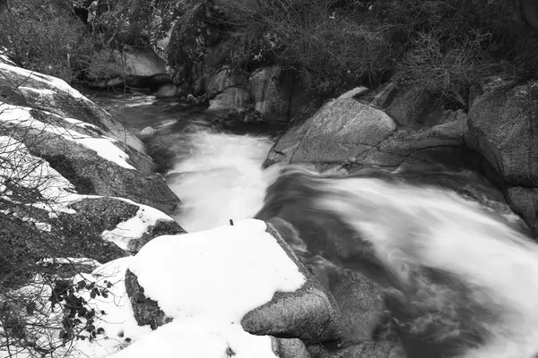 rocks and snow water