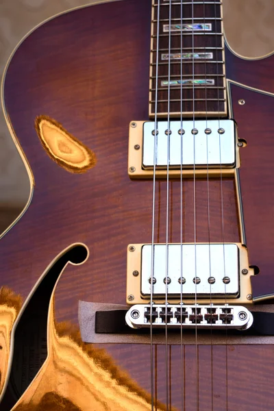 Tělo elektrickou kytaru struny — Stock fotografie