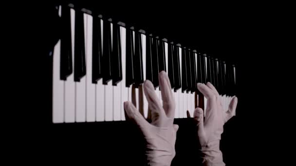 Les Mains Pianiste Gants Médicaux Blancs Jouent Piano Concept Performance — Video