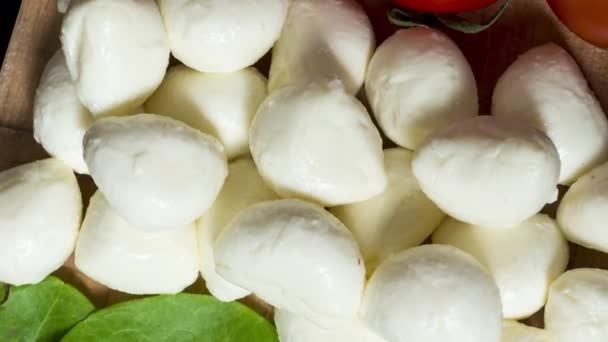 Des Images Ingrédients Rotatifs Caprese Salade Sous Forme Drapeau Italie — Video