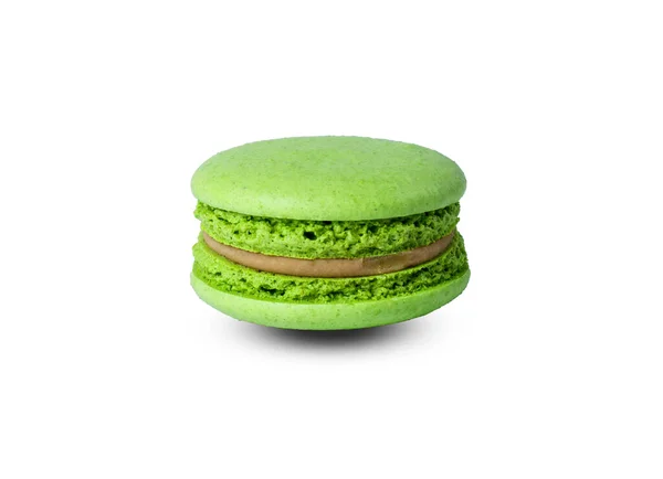 Macaron Verde Isolato Fondo Bianco Con Ombra — Foto Stock