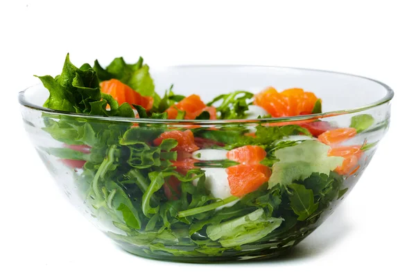 Sund Mad Koncept Frisk Salat Med Laks Arugula Cherrytomater Salat - Stock-foto