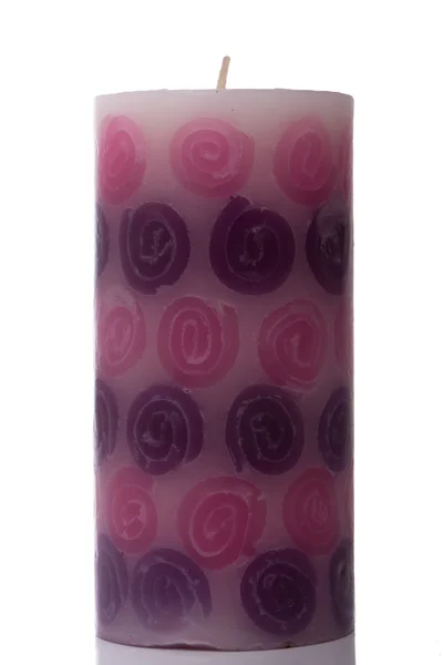 Růžová svíčka izolovaných na bílém pozadí — Stock fotografie