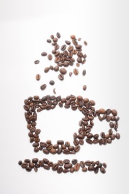 kahve çekirdekleri fincan kahve ve Buhar şeklinde.