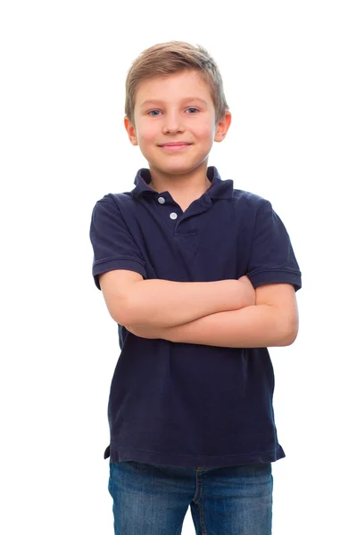 Menino feliz isolado no fundo branco — Fotografia de Stock