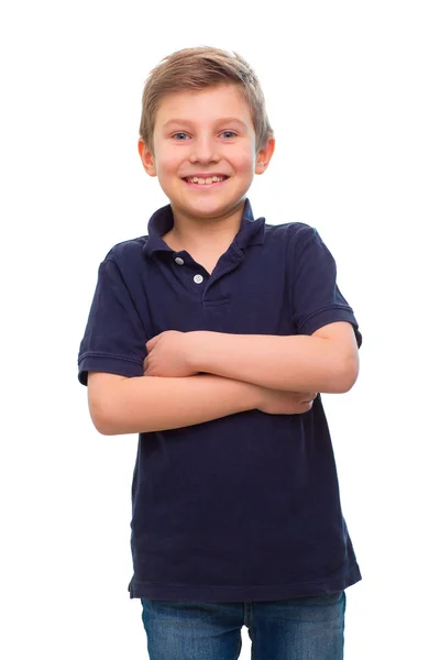 Niño feliz aislado sobre fondo blanco — Foto de Stock