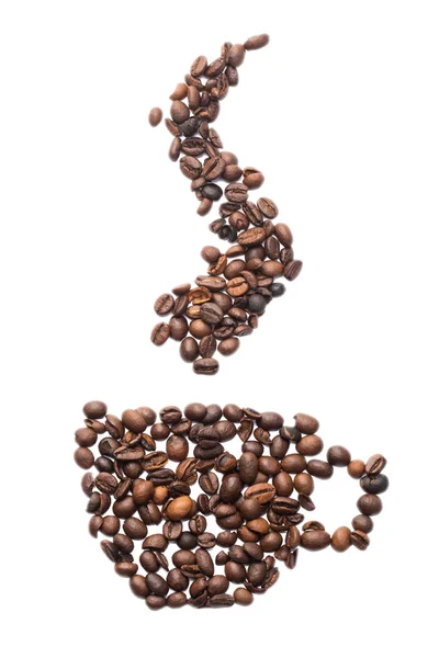 kahve çekirdekleri fincan kahve ve Buhar şeklinde.