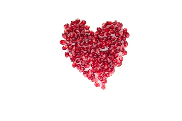 An image of a heart of pomegranate seeds — Stock Photo, Image