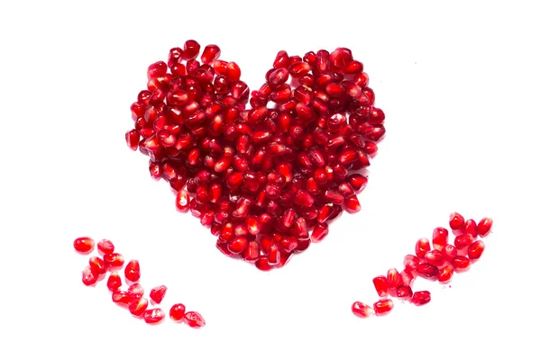 An image of a heart of pomegranate seeds — Stock Photo, Image