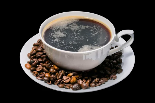 黒の背景上のコーヒー 1 杯 — ストック写真