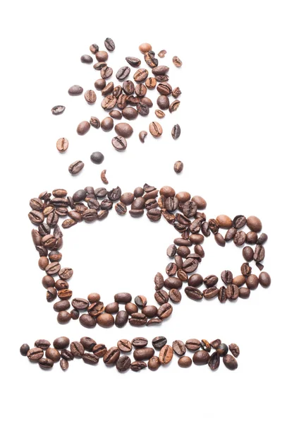 コーヒー豆のコーヒー カップと蒸気の形で. — ストック写真