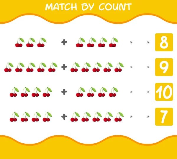 Zápas Podle Počtu Kreslených Třešní Zápas Počítat Hru Vzdělávací Hra — Stockový vektor