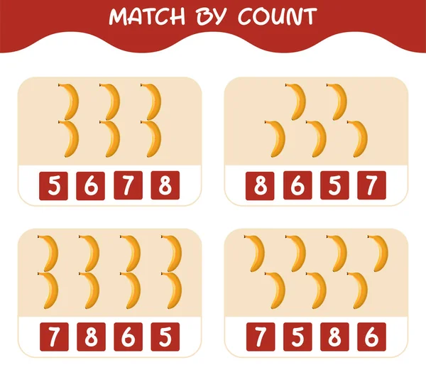 Match Telling Van Cartoon Bananen Match Tel Het Spel Educatief — Stockvector