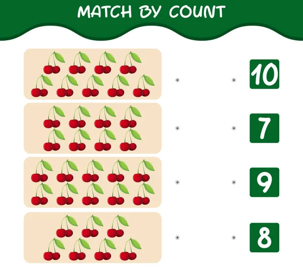 Egyezik Képregény Cherryk Számával Meccs Számolás Oktatási Játék Óvodáskorú Gyerekeknek — Stock Vector